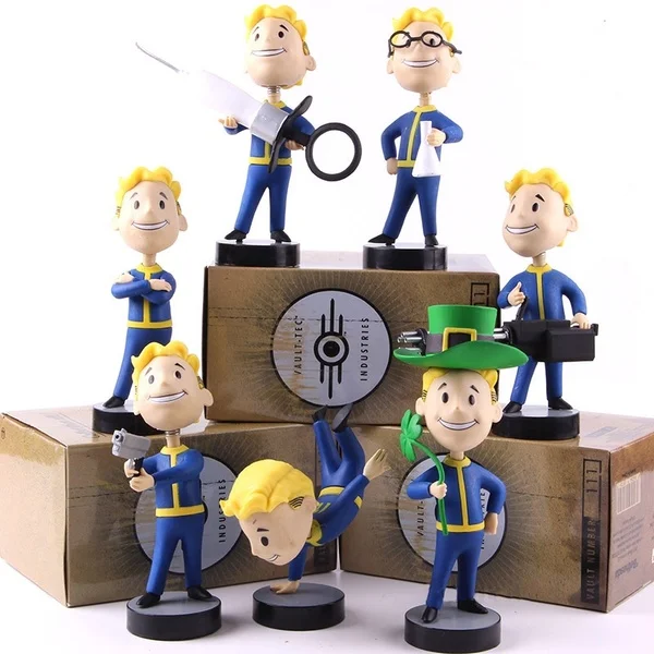 

7 Pcs Fallout 4 Vault Boy Bobble Head PVC Action Figure Collectible Model Toys 15cm/6in
