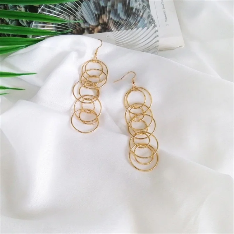 Retro Creative Circle Irregular Metal Gold Silver Pendant Earrings Exaggerated Fashion Temperament Women Jewelry Gifts | Украшения и