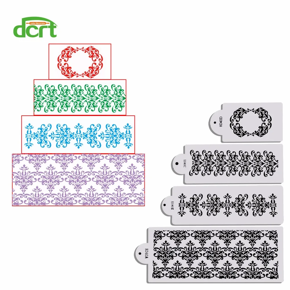 

4Pcs/Set Cake Stencil Fondant Cupcake Decorations,Wedding Birthday Party Baking Tools for Cake Cookie Molds