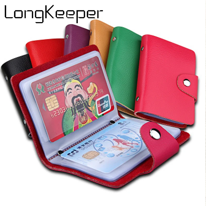 

2018 Fashion PU Function 24 Bits Card Case Business Card Holder Men Women Credit Passport Card Bag ID Passport Card Wallet KB01
