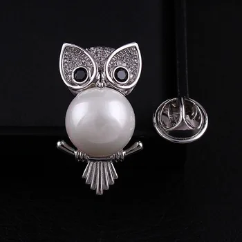 

CINDY XIANG Cute Zircon Owl Collar Brooches Unisex Luxury Animal Style Pins & Brooches Fashion Copper Jewelry Wedding Accessory