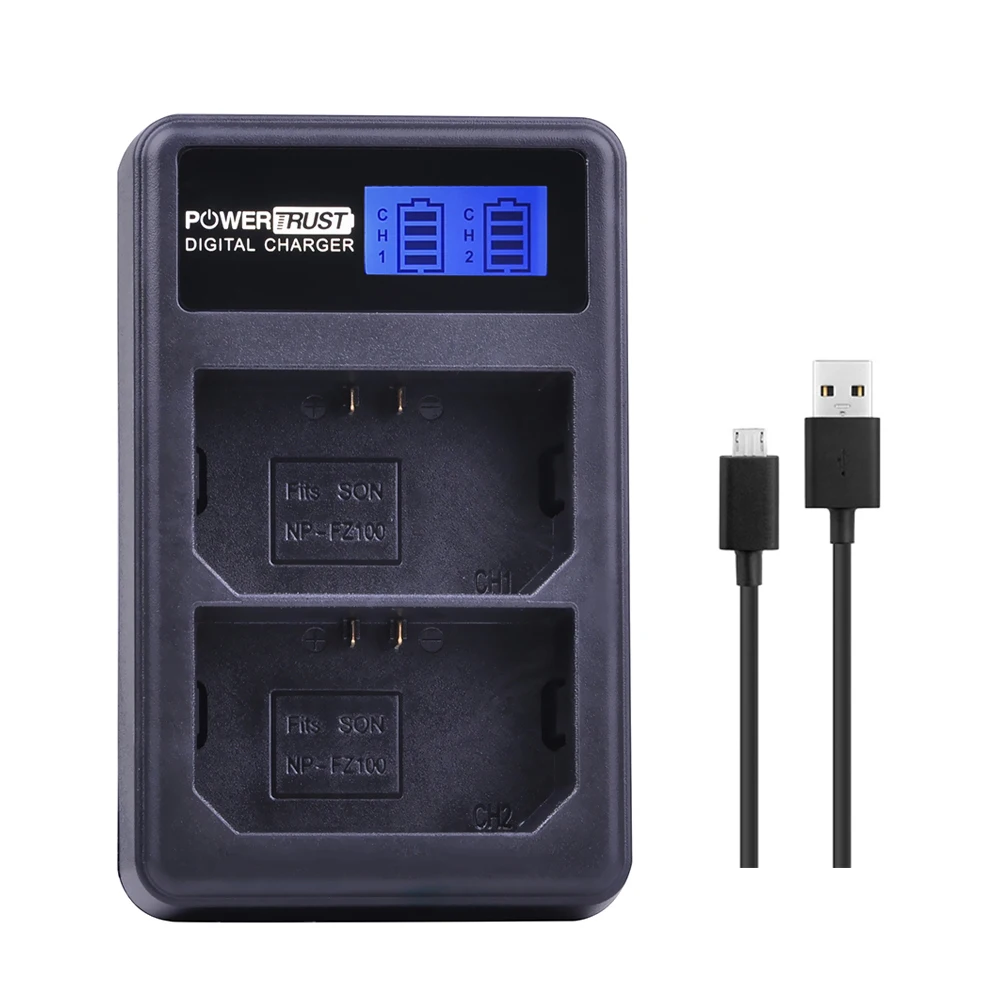 

1Pcs NP-FZ100 NP FZ100 FZ100 LCD Dual USB Battery Charger for Sony NPFZ100 BC-QZ1 Alpha 9, A9, Alpha 9R, A9R, Alpha 9S Batteries