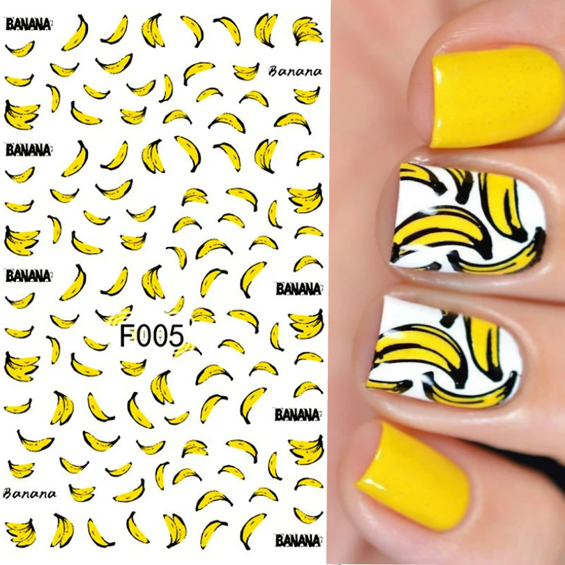 Банан Фрукты наклейки водяные наклейки для ногтей Искусство Обертывания DIY Дизайн ногтя маникюрные