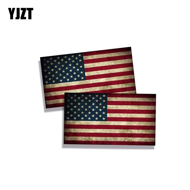 

YJZT 2X 11CM*6.2CM Rustic USA American Car Sticker Flag Funny PVC Decal 12-0491