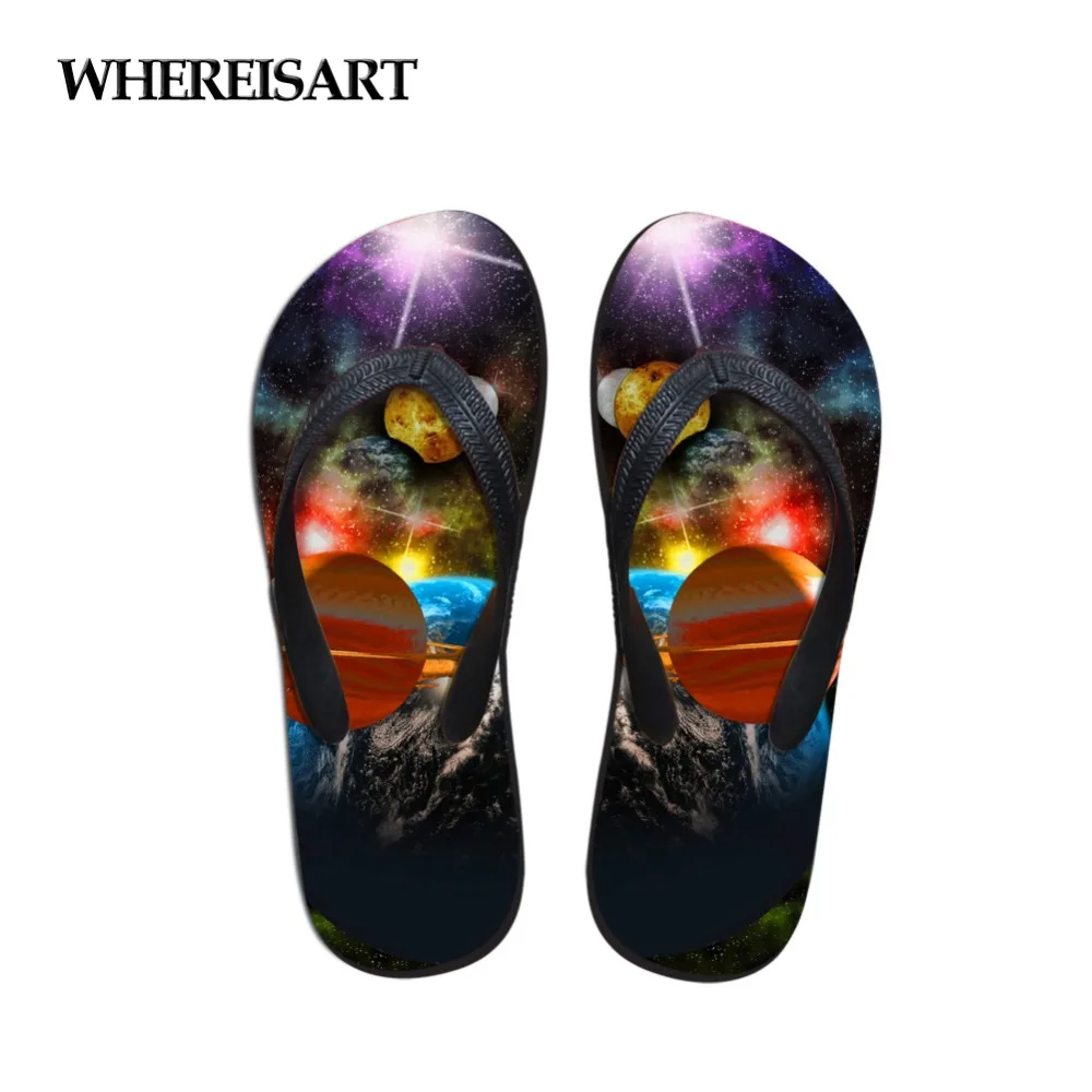 

WHEREISTAR Women Fashion Slippers Beach Flip Flops for Girls Ladies Casual Non-slip Slip-on Sandals shoes 3D Print Starry Sky