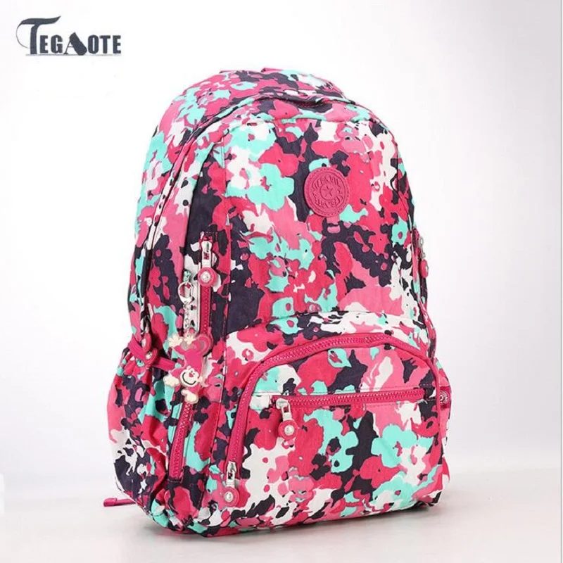 TEGAOTE, новейший Цветочный рюкзак для девочек-подростков, женский рюкзак, повседневные нейлоновые рюкзаки, женский рюкзак, сумка для Dos - Цвет: 12