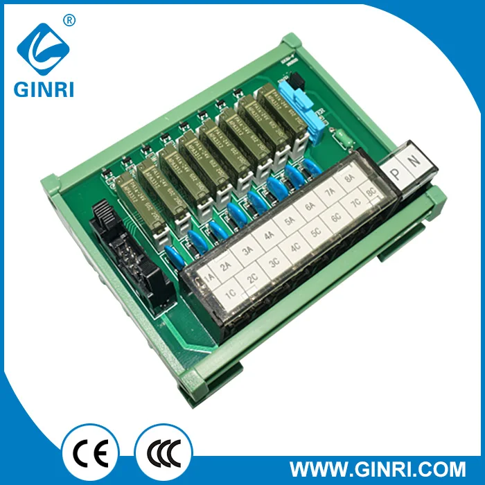 GINRI JR B8PJ F/24VDC relay board 12V relay module 8 channel terminal