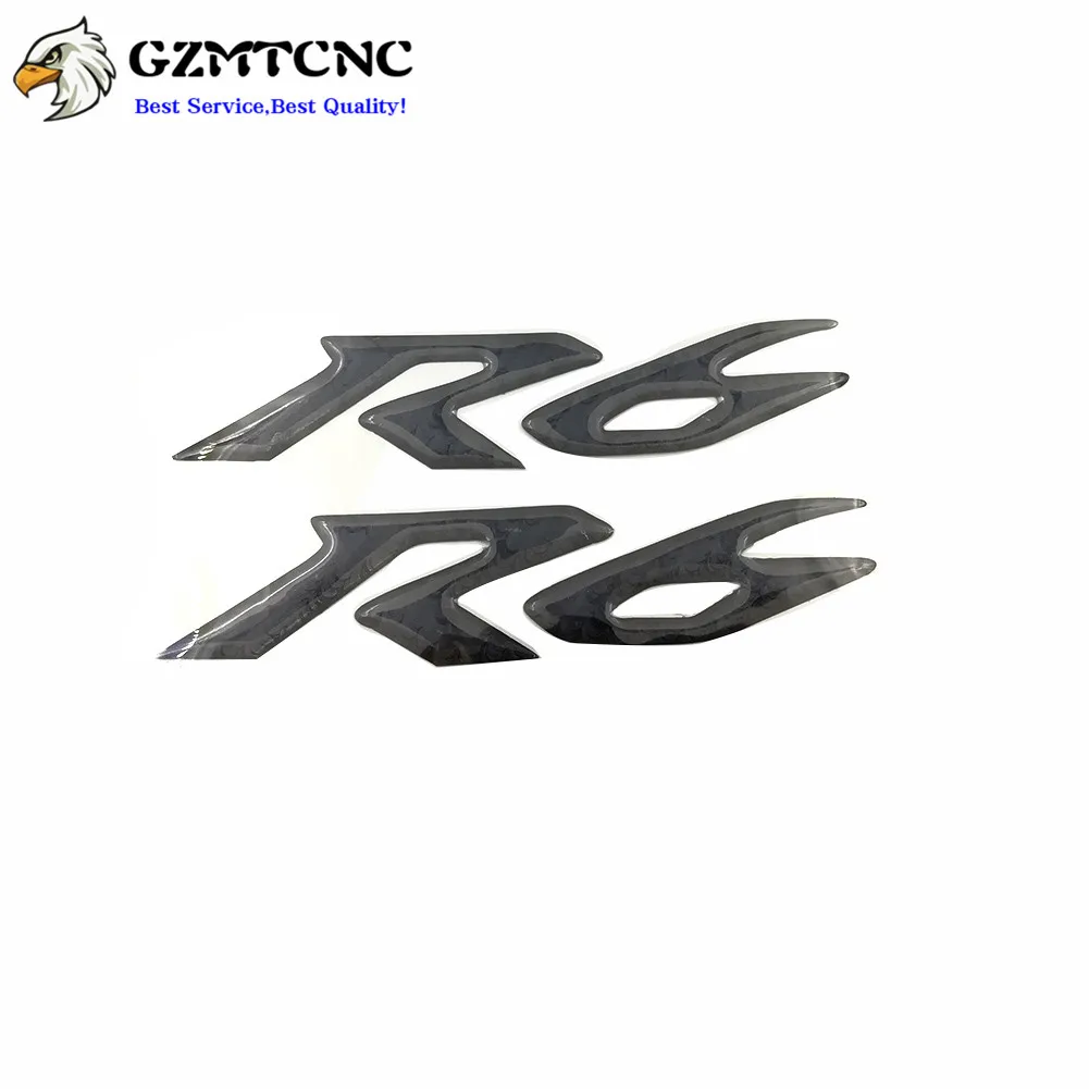 For Yamaha R6 YZF-R6 YZF600 YZF 600 Carbon Fiber Fuel Gas Tank Emblem 3D Decals Badge Sticker &quotR6&quot Logo Reflective Decoration |