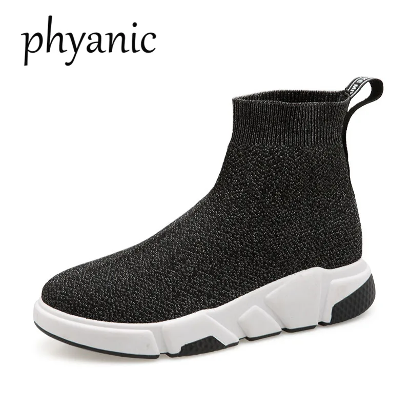 

Phyanic 2018 Spring Soft Bottom knitting Sock Ankle Summer Boots Women Breathable Stretch Fabric Socks Shoes Woman Casual Shoes