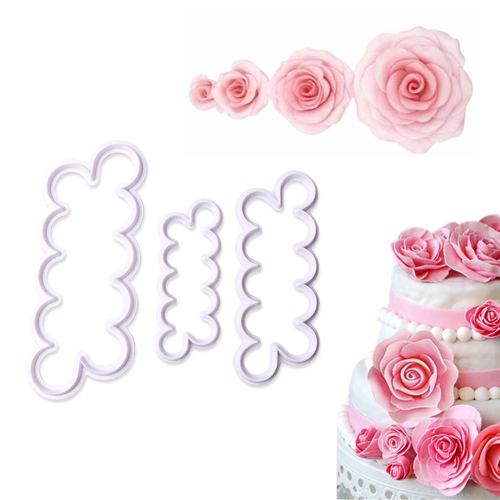 

3pcs/set Rose Flower Fondant Cutter Cake Decorating Tools Sugarcraft Biscuit Cookie Cutter for Kitchen pastry Baking Tool