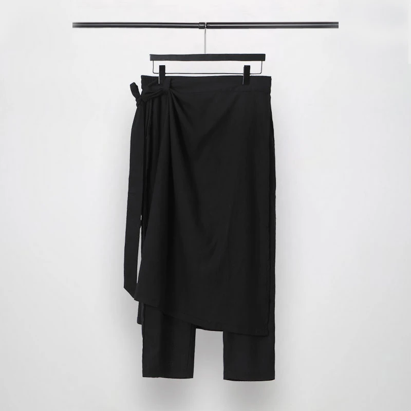 

Owen Seak Men Casual Cross Pants Cotton Gothic Skirt Men's Clothing Summer Women Ankle-Length Pant Loose Black Pants Size XXL