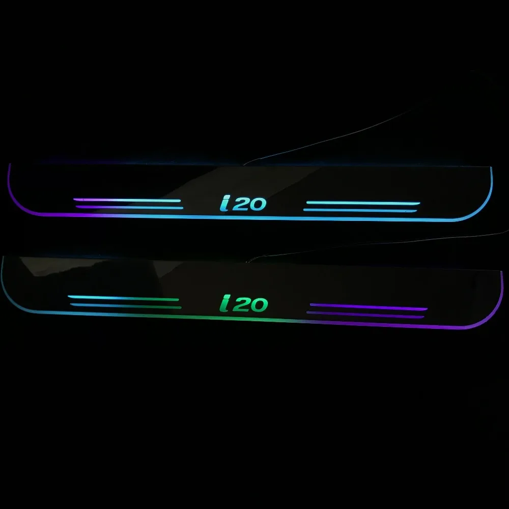 WOOBEST led перемещение двери потертости для hyundai i20 динамический Добро пожаловать свет подоконник с цветами изменение плоский дверной порог пластины полосы