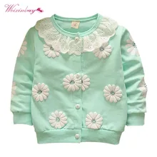 WEIXINBUY/пальто ярких цветов на пуговицах; милые кружевные толстовки с цветочным рисунком для маленьких девочек; теплая одежда для малышей; куртка с капюшоном
