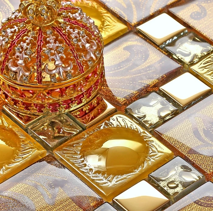 orange color electroplating glass mosaic tiles sheet bathroom shower