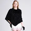 HSPL 2017 Autumn Hot Sale Knitted Natural Fur Shawl  Fashion Rabbit Fur Cape Shawl Genuine Rabbit Fur Women Black Fur Poncho ► Photo 3/5