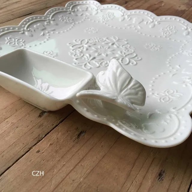 Роман керамика бабочка помощи тарелку с удовольствием Сетка декоративная фарфоровая подразделений поднос посуды и посуда
