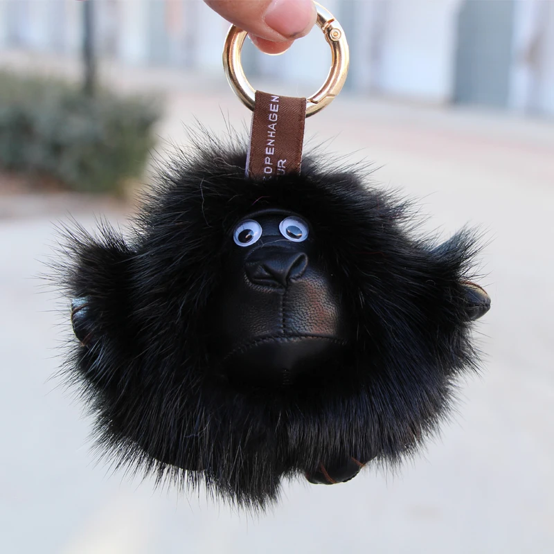 

2017 new mink feather gorilla bag pendant fur doll car ornaments key chain fur pendant