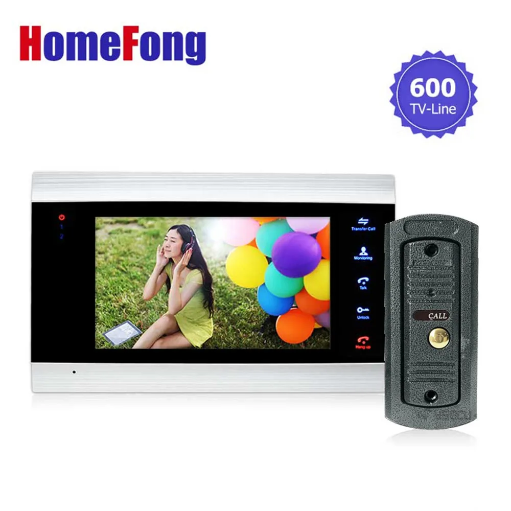 Homefong 7 Inch Color LCD Video Door Phone Intercom System Door Release Unlock Color Doorbell Camera 600TVL Night Vision 