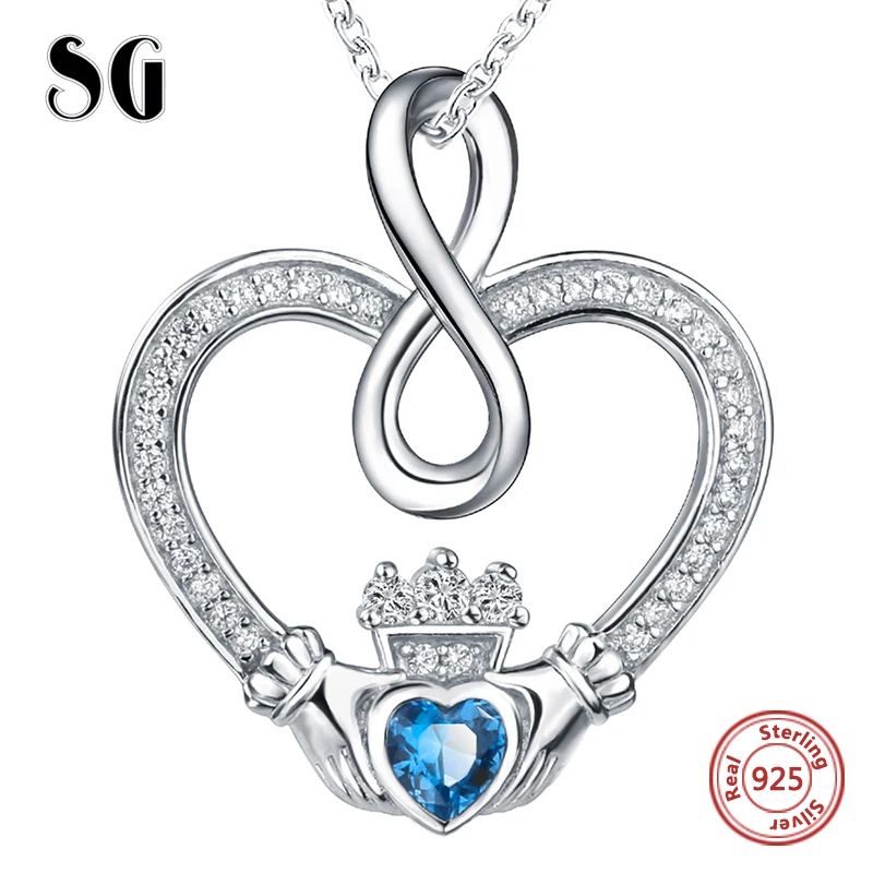 

100% 925 sterling silver hands forming love heart chain pendant&necklace with CZ diy fashion jewelry making for lover gifts