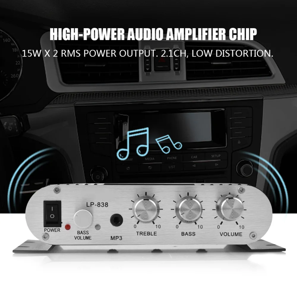 Мини Hi-Fi 2,1 стерео Бас Авто домашний аудио усилитель мощности цифровой амперметр