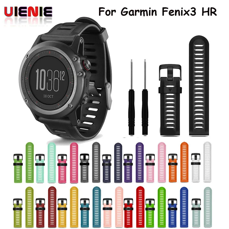 

Colorful 26mm Width Outdoor Sport Silicone wrist Strap Watchband Replacement bracelte watch for Garmin Fenix 3 HR watch Band new
