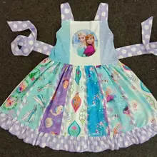 Новая детская одежда милое платье для девочек с героями мультфильмов модное платье на бретелях с воротником и принтом детская одежда с поясом на талии