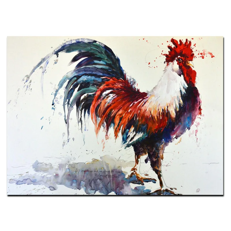 Abstract Rooster Painting Printed on Canvas 3.