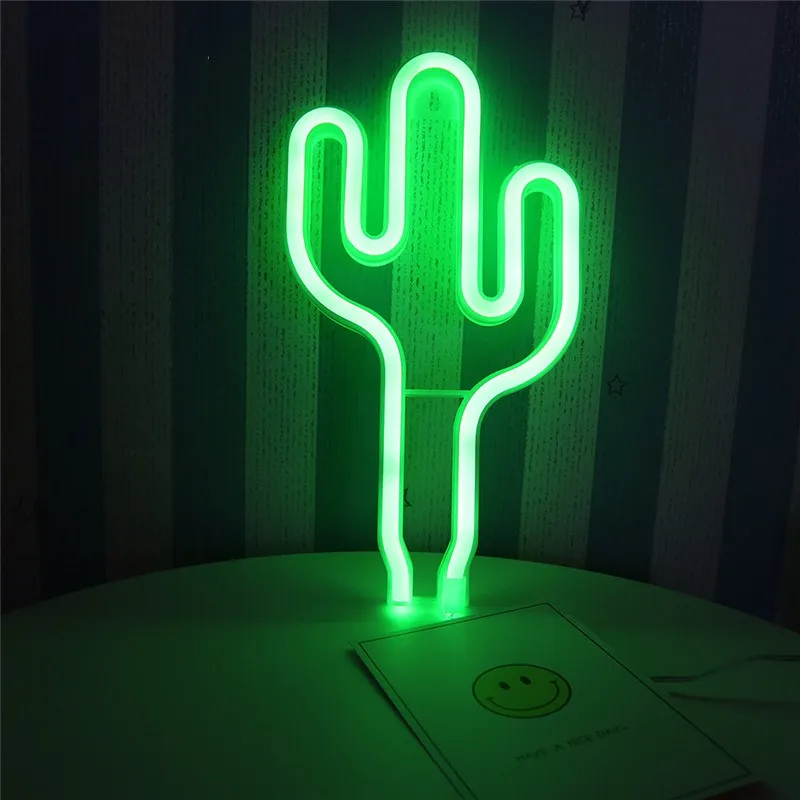 

Cactus Neon Night Light Lamp Strip Green Battery USB Operated Wall Hanging Light Home Wedding Bedroom Decor Led Neon Sign