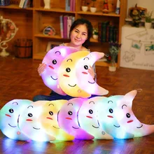 5 цветов Мультфильм Луна плюшевые мягкие с наполнением свет дети игрушки для сна украшения спальни ночник плюшевая осветительная Подушка-игрушка