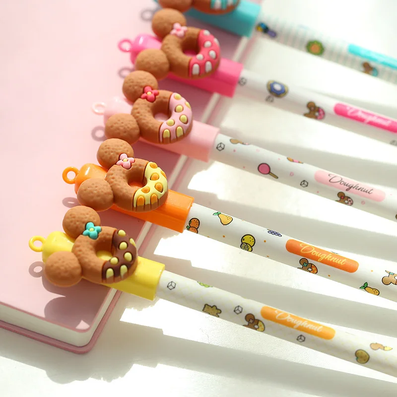 

30 Pcs Cute Bear Gel Pen Donuts Cookie 0.5mm Roller Ball Blue Color Pens Stationery Office School Supplies Canetas Escolar A6440