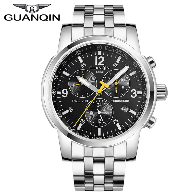 GUANQIN Male Mechanical Wristwatches Quality Brand Watch Men Luxury Business Waterproof Watch With Leather Strap&Steel Bracelet