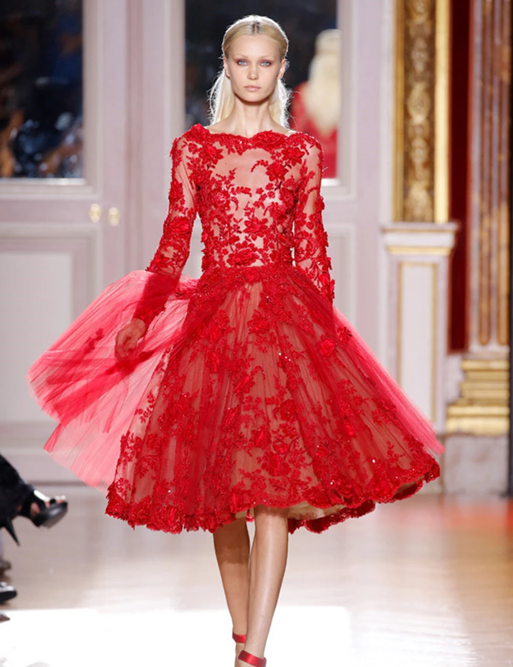 Online Whole Zuhair Murad Red Evening Dress From China Hot Zuhair Murad Red Lace Short Prom Dress Anxia A Line Boat Neck Liques