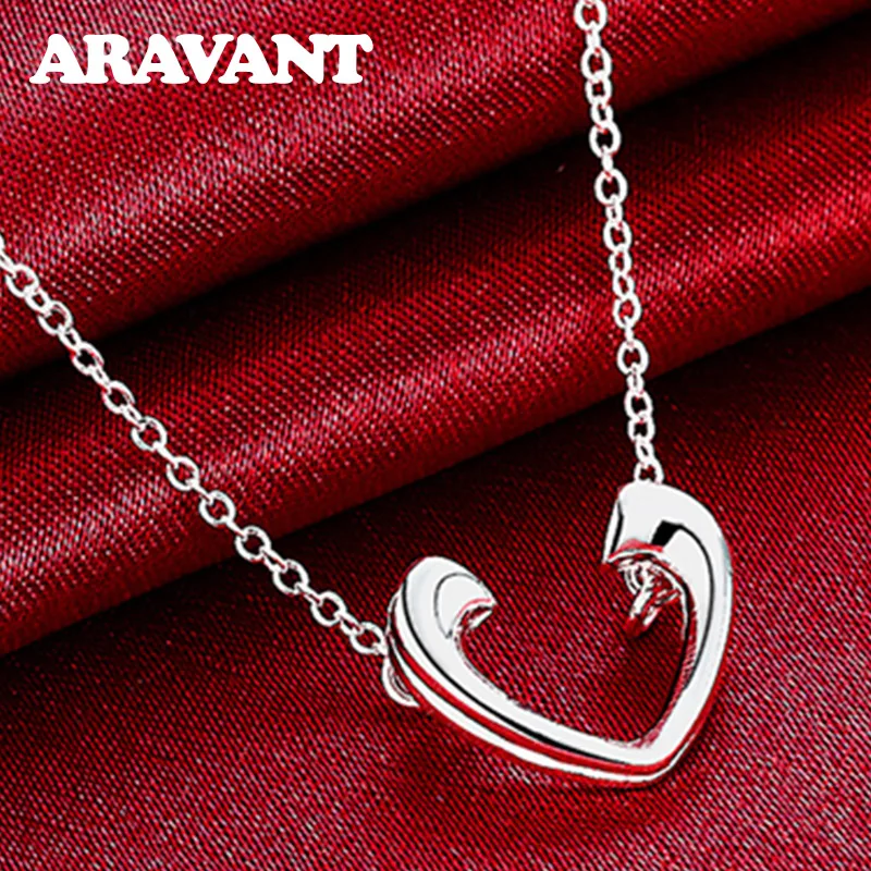 

Hot Sale Charms 925 Silver Jewelry Women Necklace Chain Heart Pendants Necklaces Charm Women Jewelry