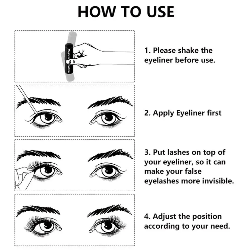 Magnetic Eyeliner Magnet False Eyelashes Set Waterproof Natural Long Lasting Liquid Eyeliner Kit