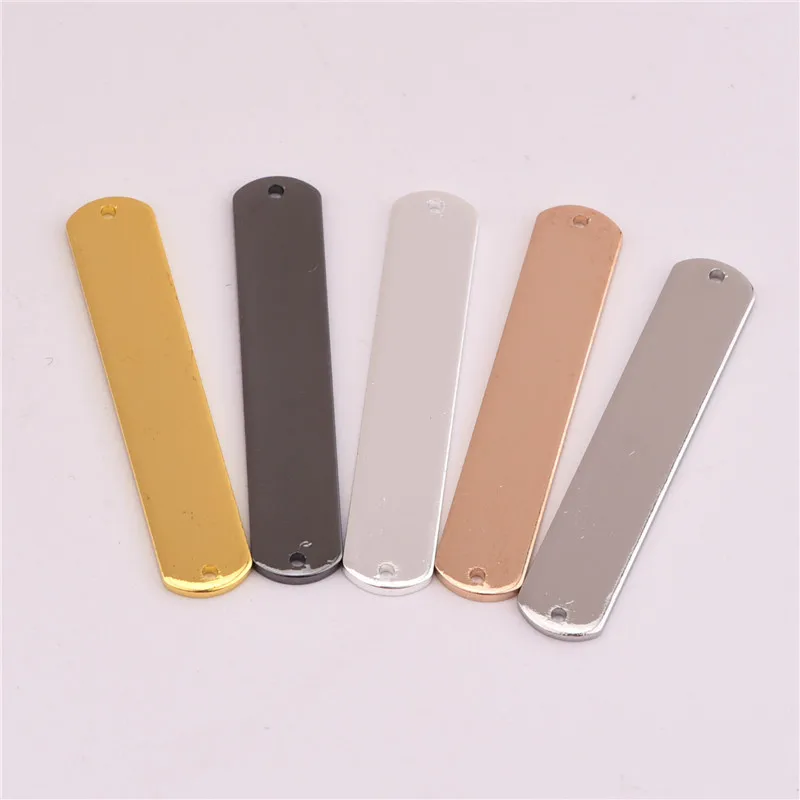 

Hot Selling 50 Pieces/Lot 7*36mm Polished Double-sided Gold/Silver Color Blank Copper Bar Charms For Jewelry Making