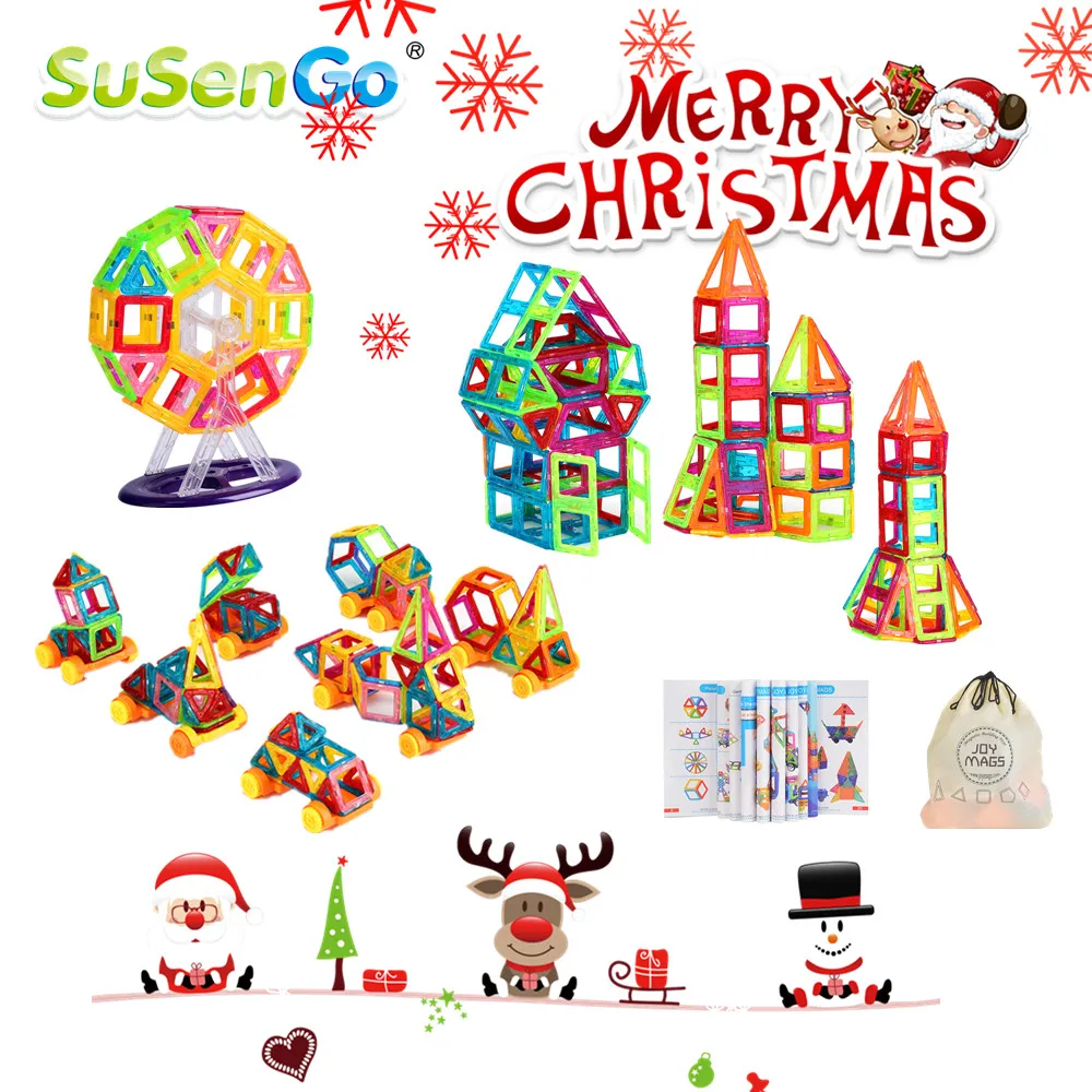 Comprar SuSenGo Mini tamaño 40 60 80 90 pieza magnética de diseño bloques de construcción ladrillos 3D juguetes de construcción para niños bebé regalo de Navidad