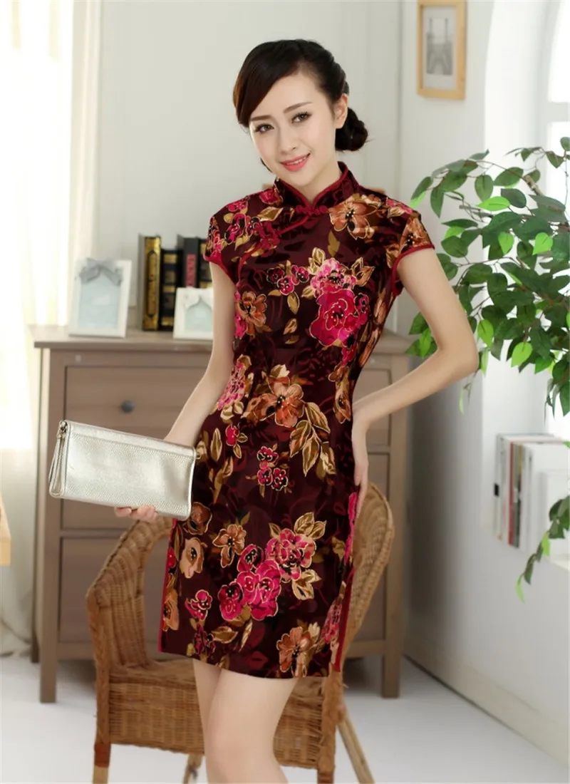 Шанхай история бархат платье Чонсам традиционные женские платье Чонсам Ципао Oriental платье Национальный тренд платье