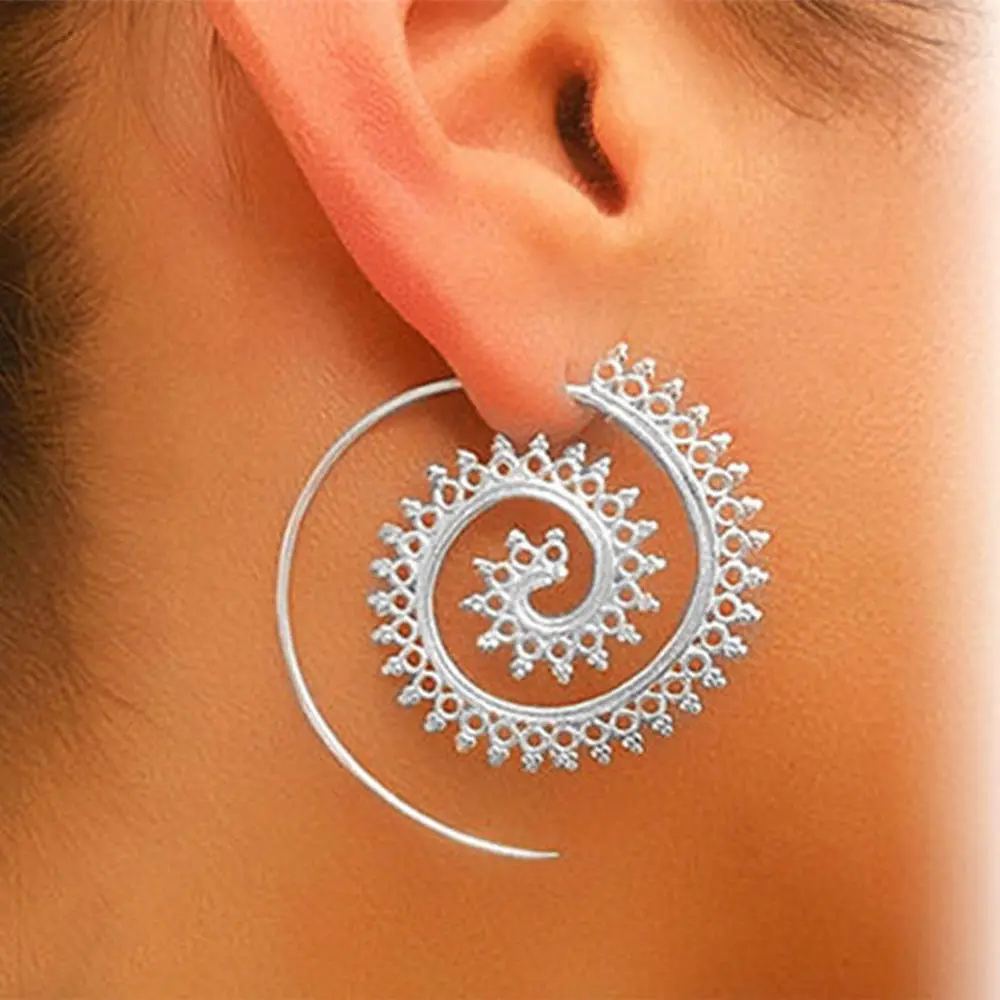 

KISSWIFE Fashion Romantic Spiral Stud Ear For Women Exaggerated Swirl Ear Ring Simple Snail Spiral Ear Cuff Earrings Girl