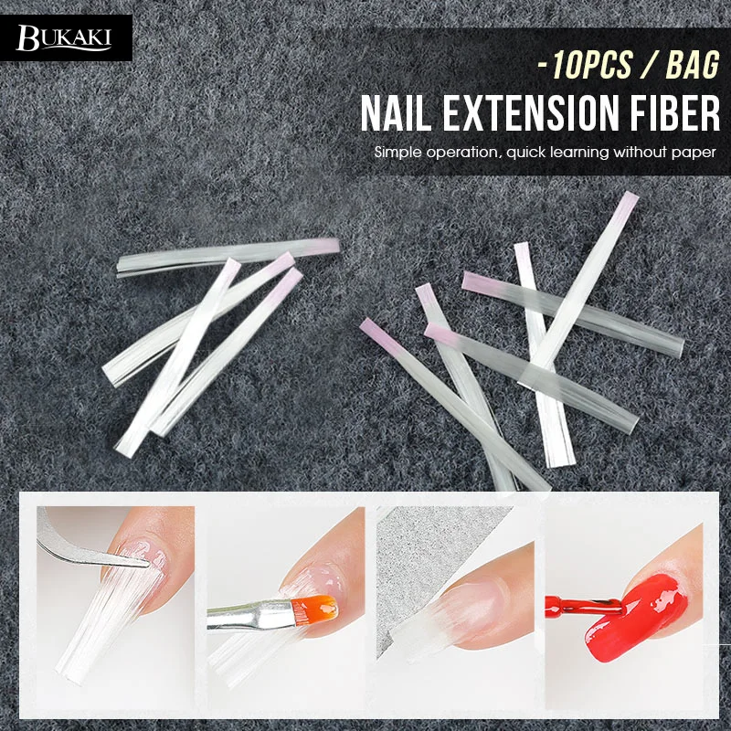 

BUKAKI 10PCS Nail Extension Fiber Professional Acrylic Nail Form Clips Treatment Protector Self Adhesive Nail Polish Tools