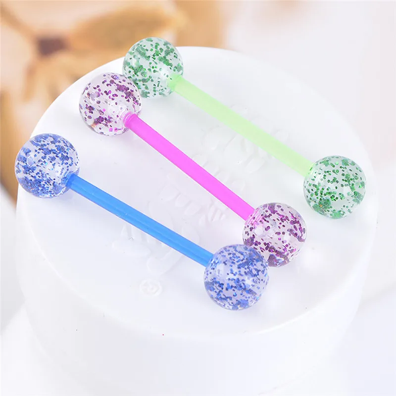 7Pc Tongue Ring Flashing Flexible Expanders Body Jewelry Septum Industrial Barbell Flesh Ear Plug Mix Belly Button Piercing Ring