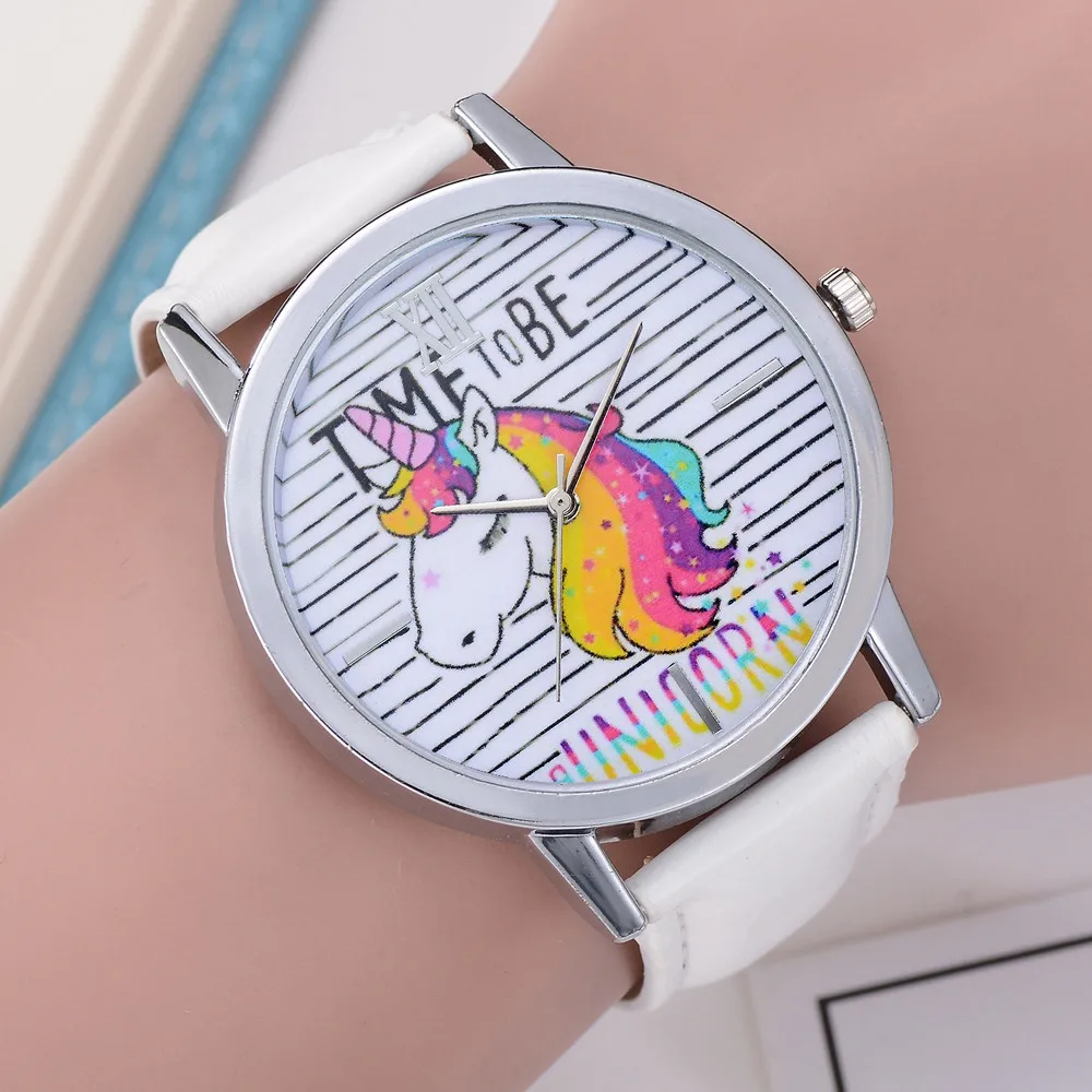 Womens Cartoon Wrist watch Ladies Girls Clock Cute Animal Unicorn Dial
