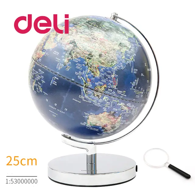 deli stereoscopic 3d world earth globe led light map geography educational metal stand home ideal miniatures gift office gadgets globe map 3d