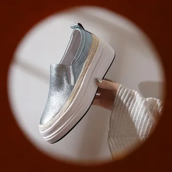 

GPOKHDS 2019 women fashion sneakers Sheepskin green color autumn spring Vulcanize Shoes casual platform sneakers size 34-40