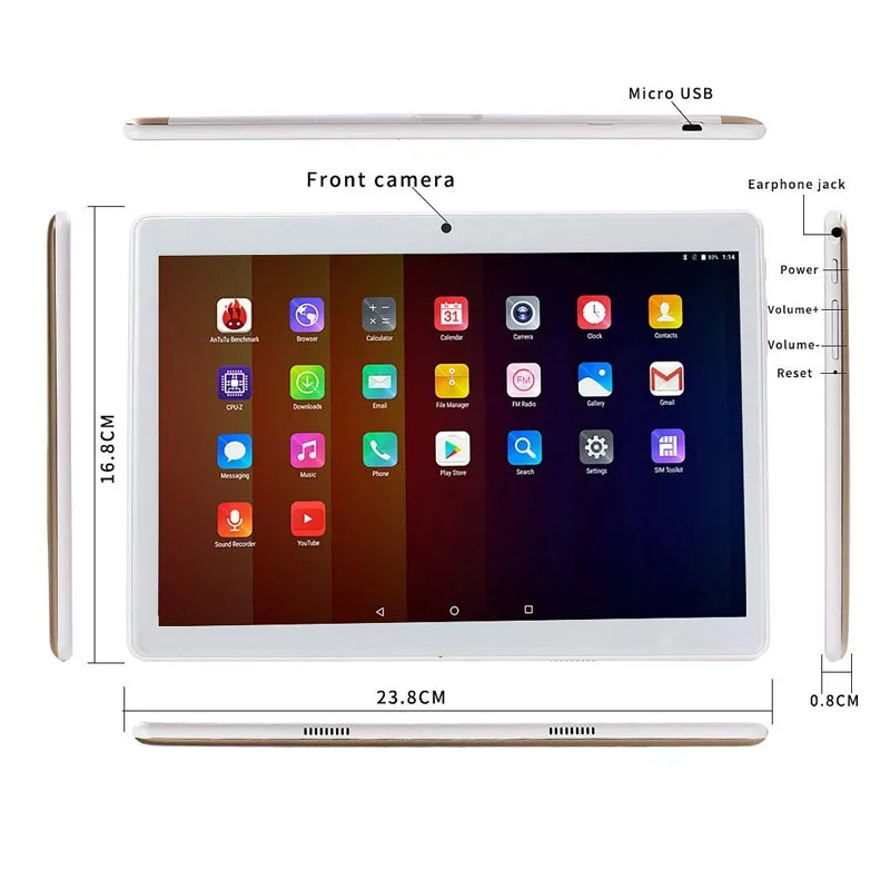 Novo Tablet PC 10 inch  Android 7.0  IPS 2.5D 800 x 1280 HD 3g Call Octa 4G RAM  64GB ROM  WiFi Dual SIM Card  Slots Kids Adults (2)