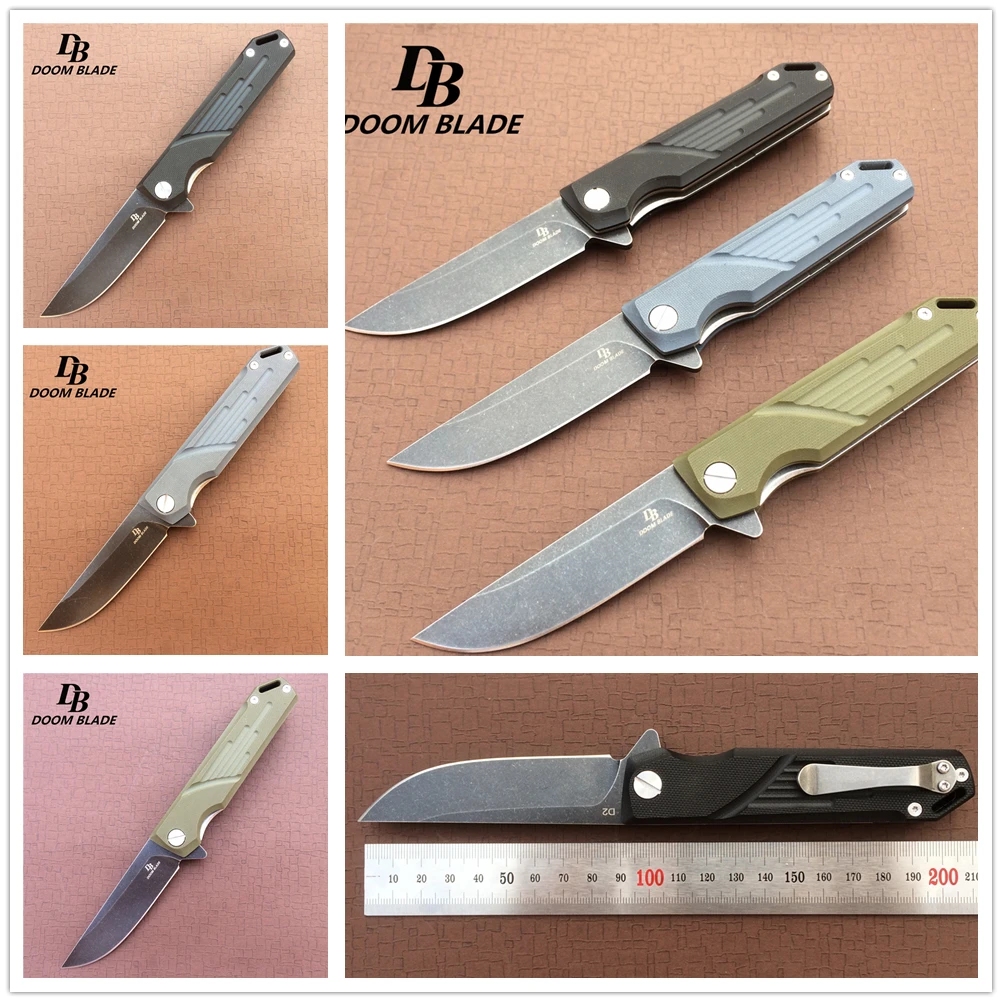 

7.9" Knives 60-61HRC D2 Blade G10 Handle Ball Bearing System Folding Knife Tactical Outdoor Survival Camping Knife EDC Utility