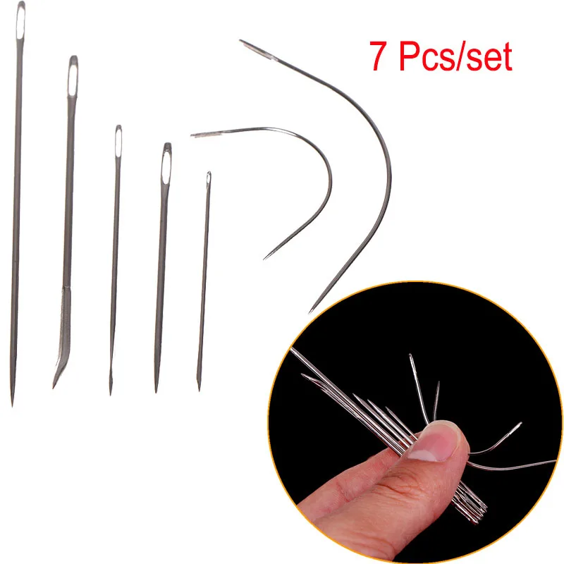 7 Pcs//set Supply Leather Canvas Upholstery Sewing Needles Curved Hand Repair