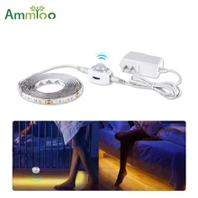 AmmToo SMD5050 Светодиодная подсветка под шкаф беспроводной датчик движения Ночной светильник-кровать лампа 1 м 2 м 3 м 4 м 5 м светодиодный светильник с 2А питанием