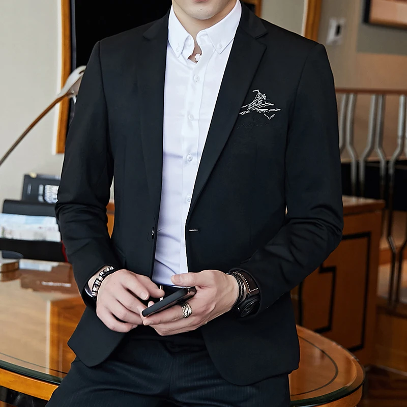 Pure Color Long Sleeve men Suit Jacket Asia size S M L XL XXL XXXL men