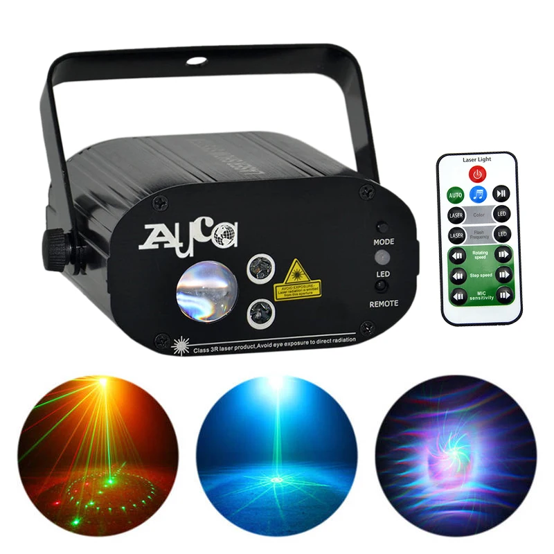 Миниатюрный дистанционный лазерный проектор AUCD 9 Gobos RG Микс освещения Вт RGB