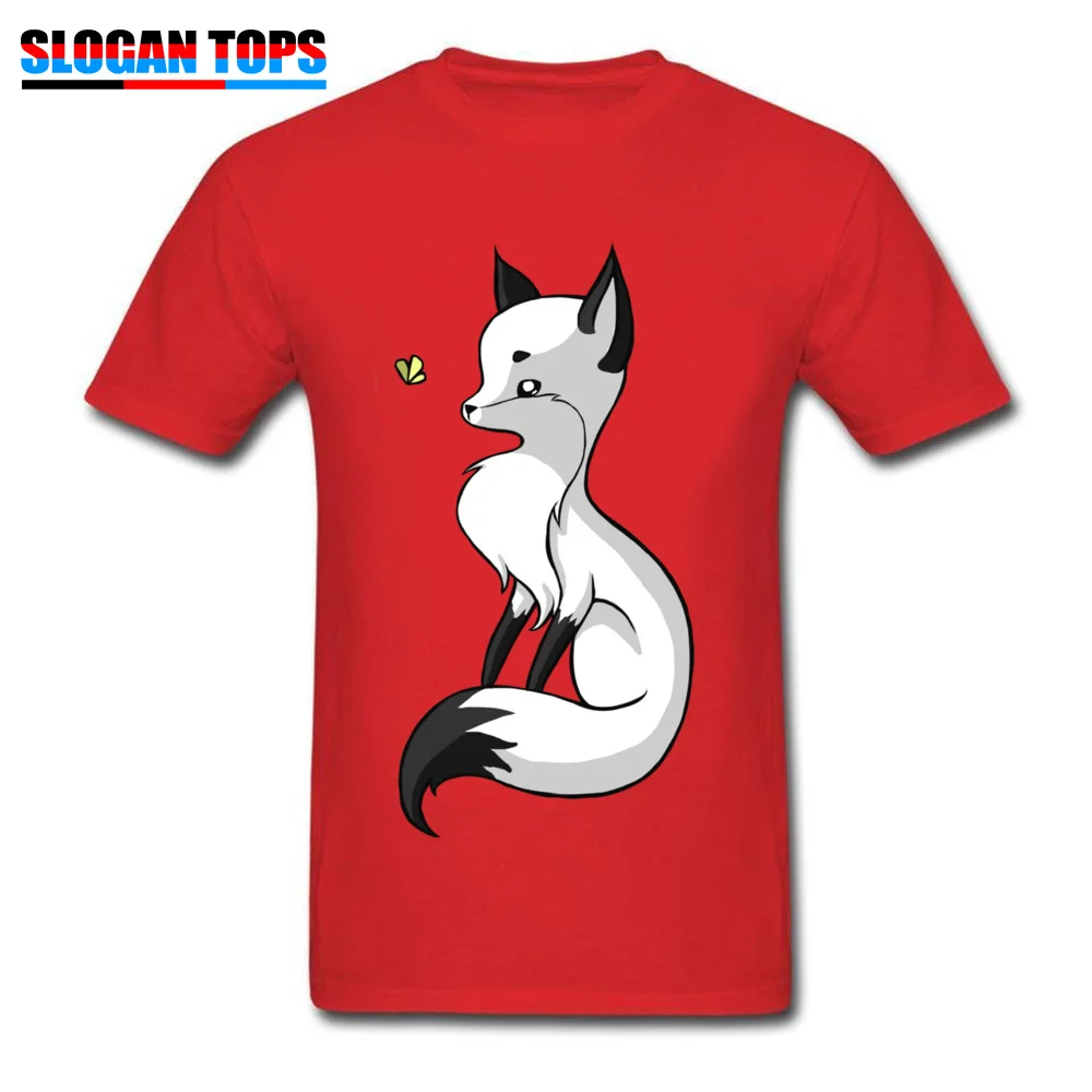 Fox and a Butterfly Cotton Casual Tops Shirts Designer Short Sleeve Men T-shirts Design Father Day Tops Shirts O Neck Fox and a Butterfly red
